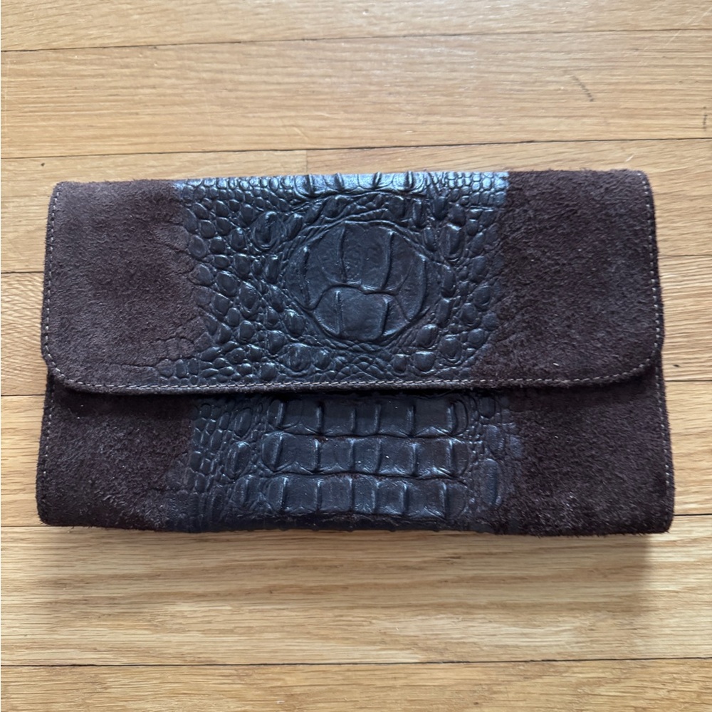 Made in ITALY leather lavorazione artigiana clutch(excellent  condition )